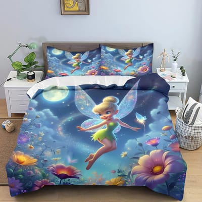Tinkerbell Dekbedovertrek Cartoon Digitale Print Huis Kussensloop Set Volwassen Slaapkamer Kinderen Dekbed Beddengoed 90x200cm gray