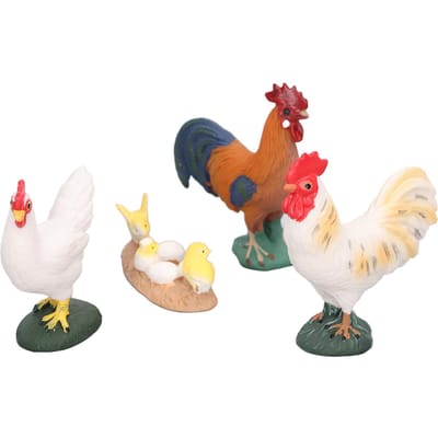 4 stuks Gesimuleerde Boerderij Kip Figuurtjes Set Haan Hen Kuikens Decoratie Boerderijdieren Figuurtjes voor Paasfeest white