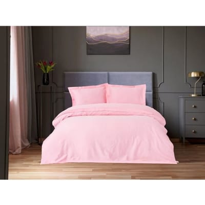 Beddengoedset - 1 dekbedovertrek 220 x 240 cm + 2 kussenslopen 60 x 60 cm - Glanzend 100% katoen - Roze