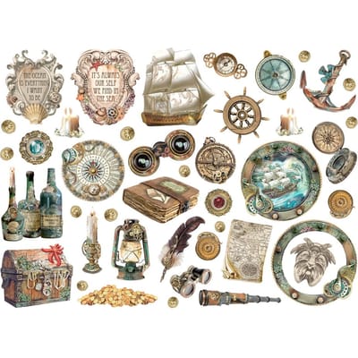 Stamperia - Songs of the Sea Die Cuts Ship and Treasures (42pcs) (DFLDC85)