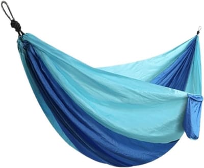 Hangmat met Net - Kampeer Hangmat - Buiten Ontspannen - Ademend Mesh Materiaal - Draagbaar - Blauw Groen