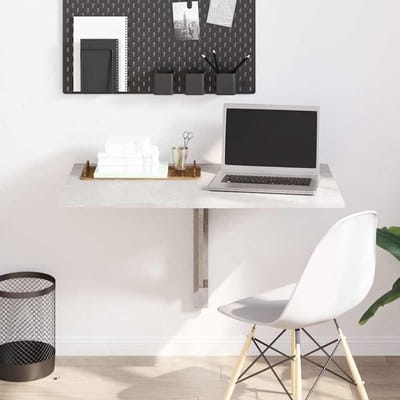 Wandtafel Klapbaar - Klaptafel Muur - Ruimte Besparen - Inklapbaar Frame - 100x60cm - Beton Grijs