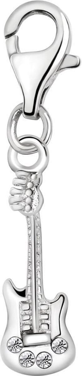 Quiges – 925 - Zilver – Charm - Bedel - Hanger - Muziek Instrument Elektrische Gitaar - met – sterling - zilver - karabijnslot - geschikt - voor - Bedelarmband HC204