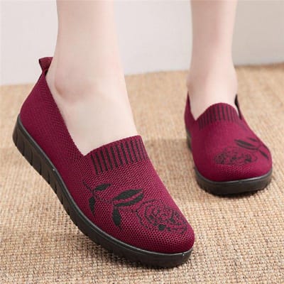 Damesschoenen Oude Beijing stoffen schoenen Platte bodem Moederschoenen Antislip zachte bodem Ouderenschoenen Comfortabele stoffen schoenen 41 rood