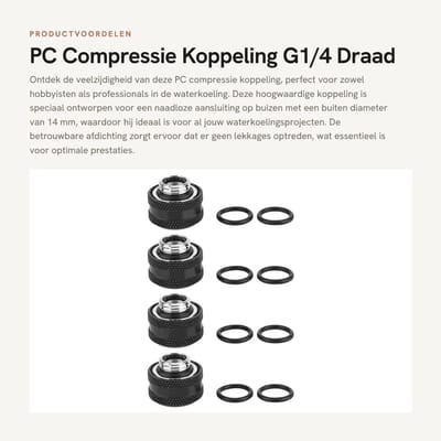 Dailygoods- Knelkoppeling 16 mm - 4-delige Set - Messing - Drielagige Afdichtingsringen - Duurzaam - EU-ROHS-gecertificeerd - Waterkoeling Fitting