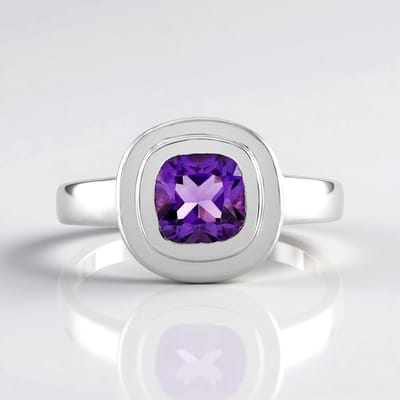 Cavill - Damesring 925 Sterling Zilver met Platina Coating - 1,163 ct Marokkaanse Amethist Antiek Kussenslijpsel - Elegante Paarse Ring