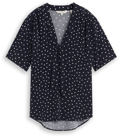 Tom Tailor - Blouse met stippenpatroon - Maat 36 - navy white small dot design