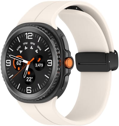 By Qubix - smartwatch bandje - Compatible Samsung bandje - D-buckle Solid Line sportbandje - Starlight - Geschikt voor Samsung Galaxy Watch 9 (40/44mm) - Watch 8 (40/44mm) - Watch 8 Classic (46mm)