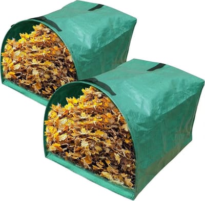 Daity 2-Pack 53 Gallon Stofblik Stijl Tuinafvalzakken - Herbruikbare Stevige Opvouwbare Tuinbladzakken - Bladverzamelaar voor het verzamelen van bladeren - grasmaaisel en grasmaaisel