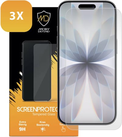 3-Pack MobyDefend Screenprotectors - Geschikt voor iPhone 17 - Case-Friendly Screensavers - Gehard Glas