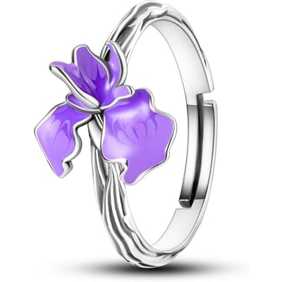 Bague Iris en Cuivre Simple Généreuse Résine Violette Luxe Haute Qualité Pour Femmes Bagues Fête de Mariage Bijoux Fins Cadeau purple