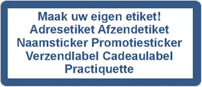Adressticker - donker blauw - donker blauwe tekst - 250 stuks - 21x48mm - rechthoek - gepersonaliseerd - met eigen tekst