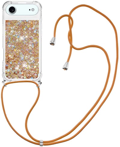 Coverup Hoesje - Geschikt voor iPhone Air Hoesje - Coverup Liquid Glitter Back Cover met Koord - Goud