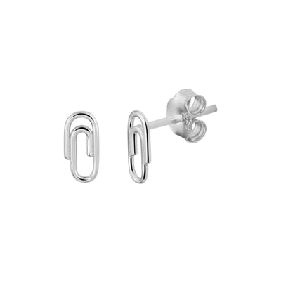 YO&NO - Oorbellen - Zilver - Oorknoppen - Paperclip - 4mm /8mm - Sieraden Vrouw - Gerhodineerd - Zilver 925