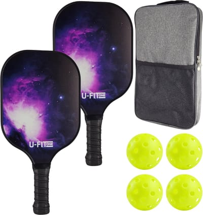 U Fit One Pickleball Set met Ballen – Pickleball Paddles/Rackets – Peddel – Padel – Padel Rackets – Inclusief Tas/Cover - Paars