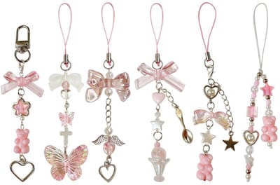 Dailygoods- Telefoonkoord 6 Stuks - Telefoonketting - Telefoonhanger - Creatieve Decoratieve Hangers - Unieke Hangers - Geschikt voor Cadeaus