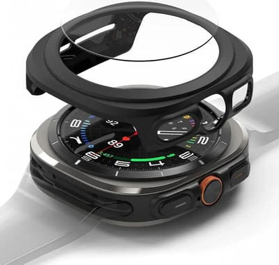 Ringke Slim + Glass | Hoesje + Screen Protector Geschikt voor Samsung Galaxy Watch Ultra 47MM | Case met 9H Tempered Glass | Matte Zwart
