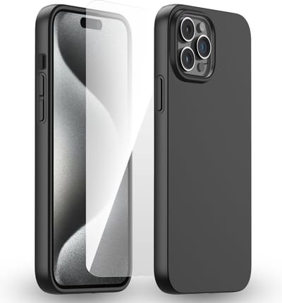 Telefoonhoesje Zwart - Geschikt voor iPhone 16 Pro Max - Hoesje en Screenprotector - Beschermglas
