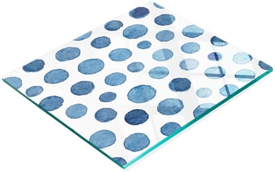 Decoratieve glazen snijplank met blauwe stippen, 60x52 cm