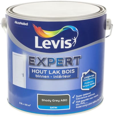 Levis - Expert Hout Lak Binnen Satin Mix - Shady Grey A80 - Mengverf - 2,5 L