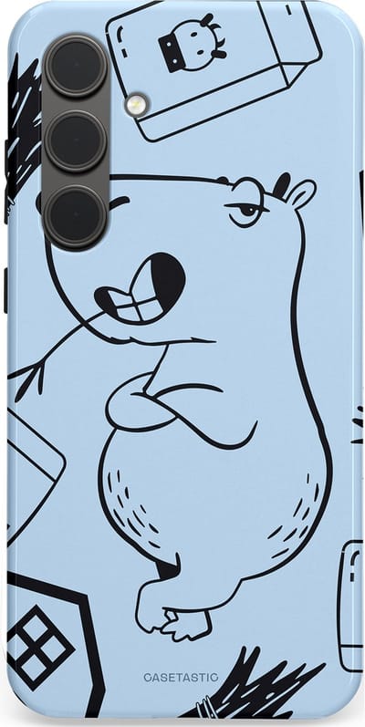 Casetastic Hoesje Geschikt voor Samsung S24 Plus - Stijlvolle Beschermende Duo-layer Case - Capibara chillen