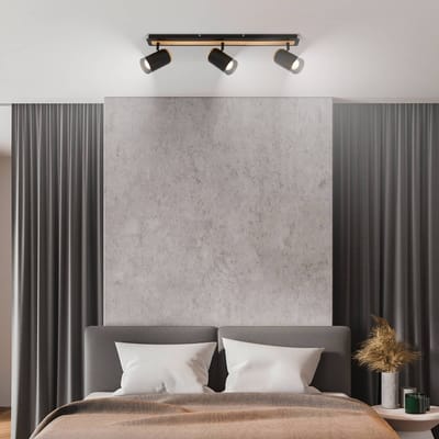 BRILONER Duta – Opbouwspots – plafondlamp – spots zwenkbaar – GU10 fitting – zwart met houtlook – 80x8x14.4 cm