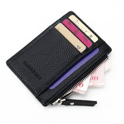 Portemonnee - Pasjeshouder - Creditcard houder - Mini wallet - Card holder - Kunstleer - Zwart - Jonyx