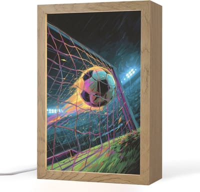 Nachtlampje 20x30 cm - Kinder lampje - Goal - Voetbal - Vuur - Stadion - Tafellamp kinderkamer - Slaapkamer lamp - Bedlamp kinderen - Kinderlampje stopcontact - Wandlamp babykamer - Nachtlampjes