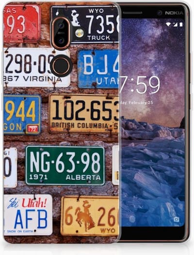 Nokia 7 Plus Siliconen Hoesje met foto Kentekenplaten