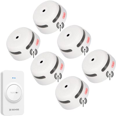 X-Sense XS01-W Draadloos koppelbare rookmelder - 6 Rookmelders - 10 jaar batterij - Met RC01 Afstandsbediening voor XS01-W, XC01P-WR en XP01-W - Test, pauze en lokaliseer rookmelders - Koppelbaar brandalarm