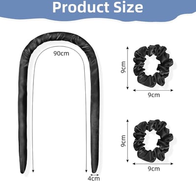 Heatless Curling Rod Headband, Hitteloze Krulstaaf Hoofdband Haarrollers for Overnight, Zacht Zijden Lint Slaap Haar Rollers Golf Haarkrulspelden Luie Krultang Set No Heat Hair Curlers Styling Tools voor Lang Halflang Haar (Zwart)