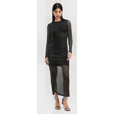 AllSaints Nora Sparkle Dress Black Shimmer Maat: 2 | Midi Jurken Outlet | Dames | Zwart