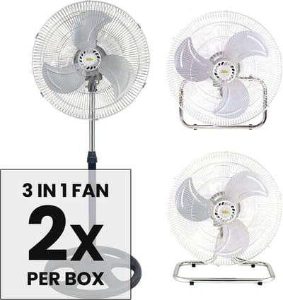 DutchMasters 3-in-1 Ventilator | 45 cm | Statief-, Vloer- & Wandventilator | Krachtig & Energiezuinig | 50W | 2 stuks in doos
