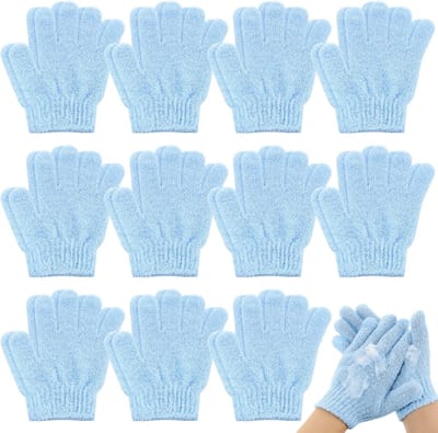 12 Paren Unisex Exfoliërende Badhandschoenen In Lichtblauw - Nylon Scrubhandschoenen Voor Diepe Huidreiniging En Verwijderen Dode Huidcellen - Geschikt Voor Dagelijkse Douche Sauna Spa Massage En Persoonlijke Huidverzorgingsroutine | Cyslmuk®