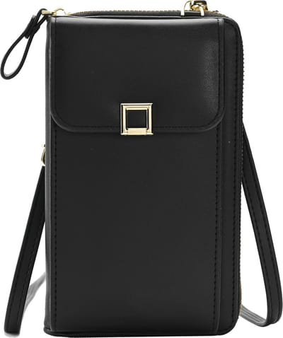 Telefoontasje Dames Crossbody - Kunstlederen Schoudertas Telefoontasje Met portemonnee - Zwart