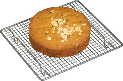 Kitchen Craft MasterClass koelrek met antiaanbaklaag voor cakes en taarten - staal zilver 26 x 23 x 16 cm