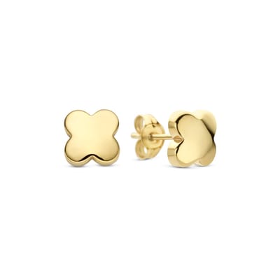 New Bling 9NBG-1033 – Oorknopjes – Klaver – 14K Goud – 6,3 mm – Cadeau voor Vrouwen