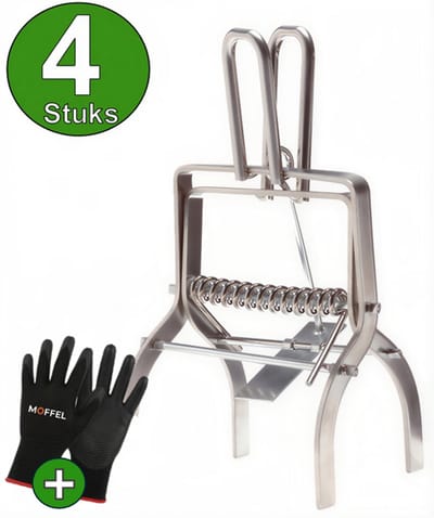 Moffel® Mollenklem 4 Stuks + Tuinhandschoenen - Mollenval - Mollenverjager - Mollenvallen - Mollenklemmen voor Effectieve Mollenbestrijding