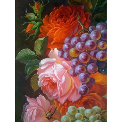 Volledige ronde boor diamant borduurwerk bloemen en fruit DIY diamant schilderij kruissteek strass 20X30CM gray