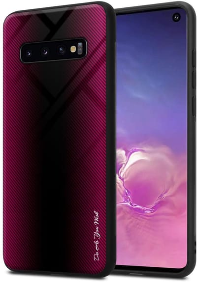Cadorabo Hoesje geschikt voor Samsung Galaxy S10 4G in PAARS ROZE - Beschermhoes gemaakt van TPU silicone Case Cover en achterkant van gehard glas