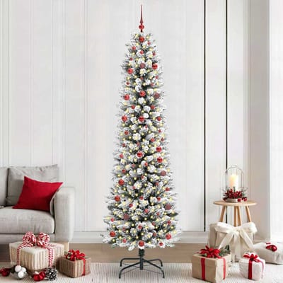 vidaXL - Kunstkerstboom - Wit - 240 - cm - PVC - en - Metaal - en - Plastic
