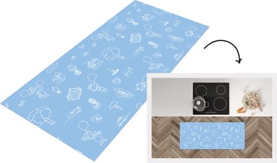 Keukenloper - Loper keuken - Patronen - Geboorte - Blauw - 120x50 cm - Keukenloper vinyl