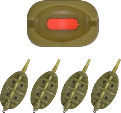 Inline Method Feeder Set - 4 Stuks Inclusief Matrijs - Kwalitatief Hoogwaardige Kunststof - Ideaal voor Karpervissen