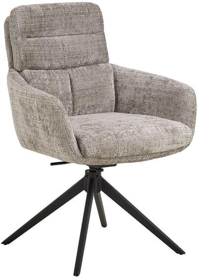Eetkamerstoel Riley Met Armleuning Juto Grijs Zwart Set van 2 - Giga Living
