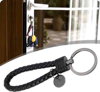 CHPN - Sleutelhanger - Zwarte kunstlederen sleutelhanger - Keychain leatherlook- Leerlook sleutelhanger - Cadeau - Vaderdag - Chique sleutelhanger