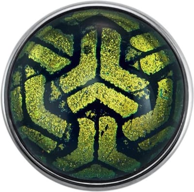 Quiges - Dames Click Button Drukknoop 18mm Glas Metallic Patroon - EBCM177