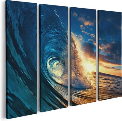 Artaza Canvas Schilderij Vierluik Golfen bij Zonsondergang - 80x60 - Foto Op Canvas - Canvas Print