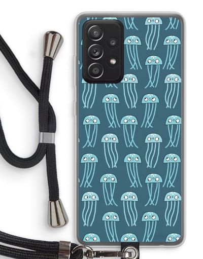 Case Company® - Hoesje met koord geschikt voor Samsung Galaxy A52 hoesje met Koord - Kwallie - Telefoonhoesje met Zwart Koord - Bescherming aan alle Kanten en Over de Schermrand