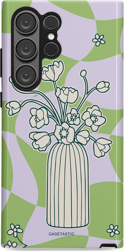 Casetastic Hoesje Geschikt voor Samsung S23 Ultra - Stijlvolle Beschermende Duo-layer Case - Bosje vol groen