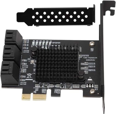 6-poorts SATA Kaart met Lage Profiel Beugel, 6Gbps SATA 3.0 Controller voor HDD en SSD, Ondersteunt 4 SATA 3.0 Apparaten